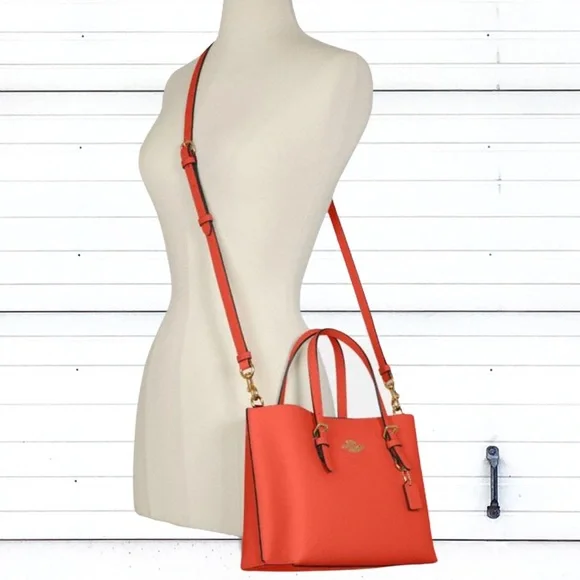 NWT COACH Im/Mango/Wine Leather Tote Bag - Picture 3 of 9